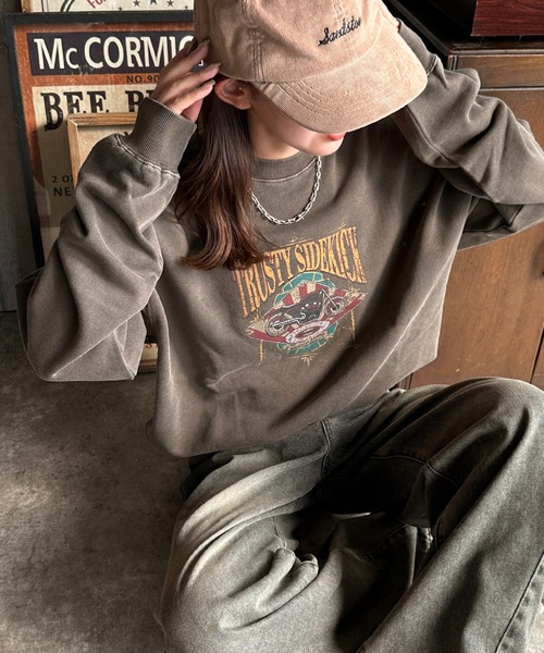 apres jour mignon(アプレジュールミニョン)の「アソートピグメントスウェット【ZOZOTOWN限定アイテム】(スウェット・レディース・ブラック系その他2/グレー系その他/ブラック系その他/ナチュラル/杢グレー/グリーン/ダークブラウン・X-LARGE/フリー)」の1枚目の写真