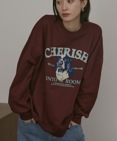 MERLOT（メルロー）の「相良刺繍＆ロゴプリントドッグスウェット（スウェット・レディース・ブラック/チャコールグレー/バーガンディー・FREE）」の3枚目の写真