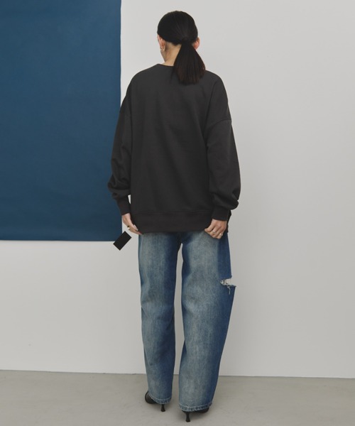 MERLOT（メルロー）の「相良刺繍＆ロゴプリントドッグスウェット（スウェット・レディース・ブラック/チャコールグレー/バーガンディー・FREE）」の10枚目の写真