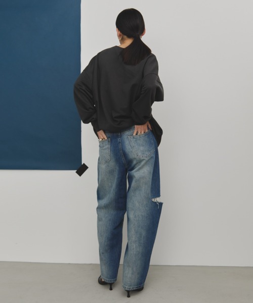 MERLOT（メルロー）の「相良刺繍＆ロゴプリントドッグスウェット（スウェット・レディース・ブラック/チャコールグレー/バーガンディー・FREE）」の11枚目の写真