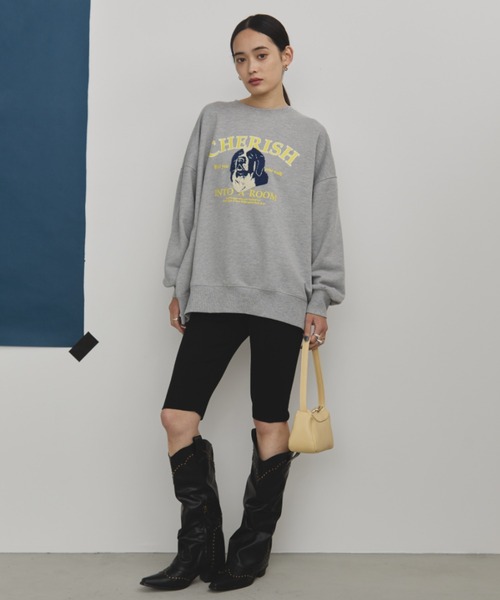 MERLOT（メルロー）の「相良刺繍＆ロゴプリントドッグスウェット（スウェット・レディース・ブラック/チャコールグレー/バーガンディー・FREE）」の21枚目の写真