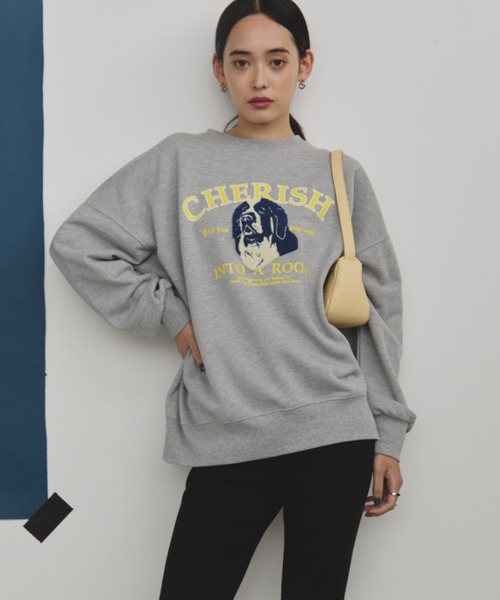 MERLOT（メルロー）の「相良刺繍＆ロゴプリントドッグスウェット（スウェット・レディース・ブラック/チャコールグレー/バーガンディー・FREE）」の13枚目の写真