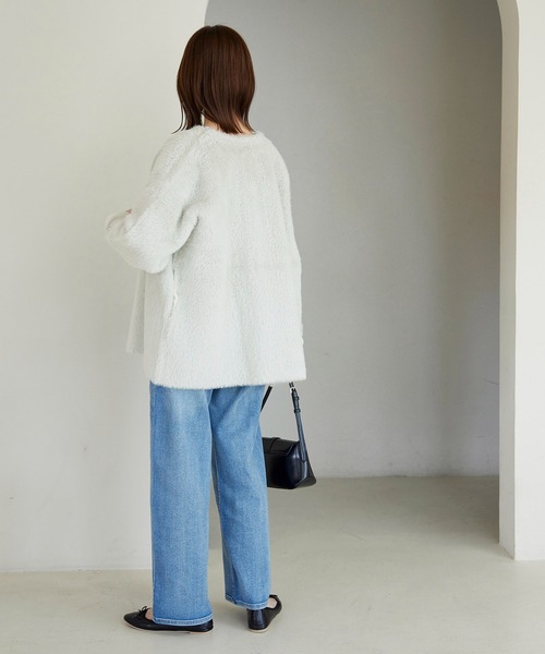 ROPE' PICNIC（ロペピクニック）の「ダブルフェイスフェザーニットコート（その他アウター・レディース・ネイビー/キャメル/キナリ・38）」の6枚目の写真