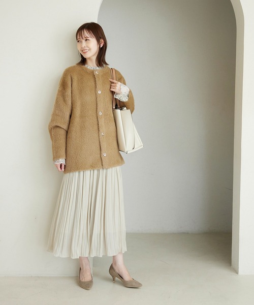 ROPE' PICNIC（ロペピクニック）の「ダブルフェイスフェザーニットコート（その他アウター・レディース・ネイビー/キャメル/キナリ・38）」の12枚目の写真