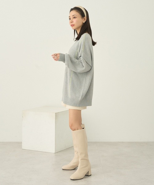 earth music&ecology（アースミュージックアンドエコロジー）の「配色ステッチニットチュニック（チュニック・レディース・ブルー/杢グレー/その他8/ブラック・FREE）」の10枚目の写真