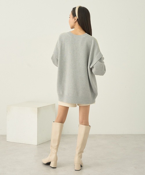 earth music&ecology（アースミュージックアンドエコロジー）の「配色ステッチニットチュニック（チュニック・レディース・ブルー/杢グレー/その他8/ブラック・FREE）」の12枚目の写真