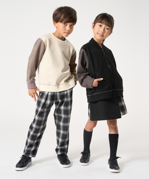 COMME CA ISM(コムサイズム)の「オンブレーチェック キュロットスカート(スカート・キッズ・ブラック・150cm/140cm/130cm/120cm/100cm/110cm)」の2枚目の写真
