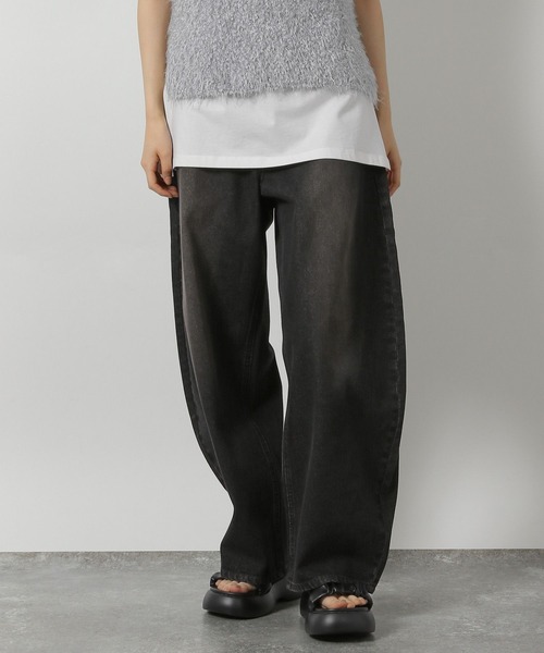 LAKOLE（ラコレ）の「オーバーダイカーブデニム / 147147（デニムパンツ・レディース・インディゴブルー/ベージュ/ブラック/ライトベージュ・LARGE/MEDIUM/SMALL）」の5枚目の写真