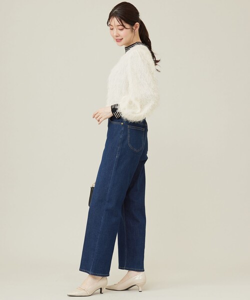 ANY SIS(エニィスィス)の「【洗える】カットジャカード 羽織(ノーカラージャケット・レディース・ブラック系/アイボリー系・2)」の6枚目の写真