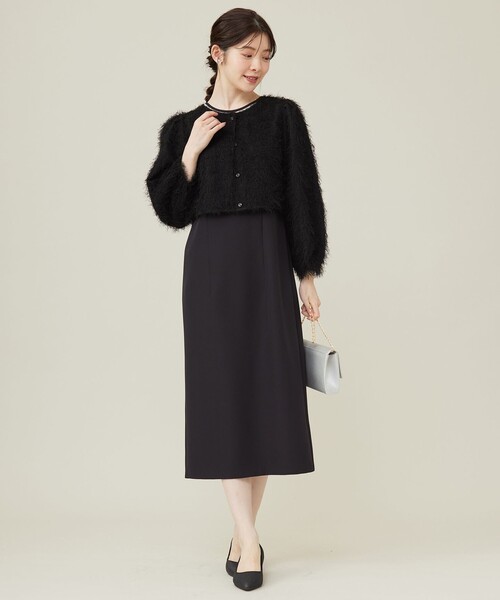 ANY SIS(エニィスィス)の「【洗える】カットジャカード 羽織(ノーカラージャケット・レディース・ブラック系/アイボリー系・2)」の7枚目の写真