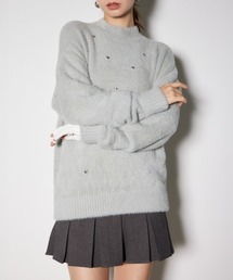 【RIENDA GOLF】ハートビーズシャギーニットトップス 秋服 冬服