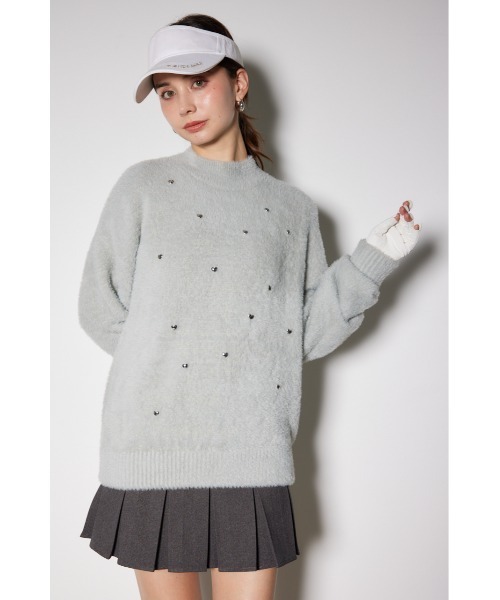 セール】【RIENDA GOLF】ハートビーズシャギーニットトップス 秋服 冬