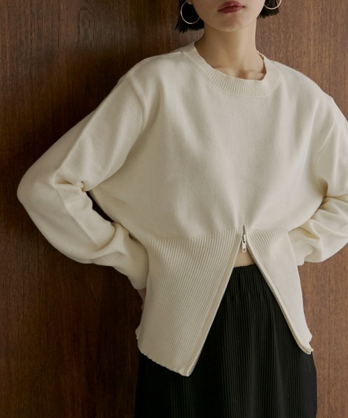 orimi ジップニット GRANCY】ZipDesign Asymmetry Knit / ジップデザイン