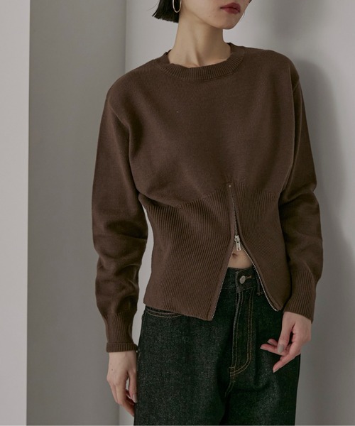 feepur（フェピュール）の「【ハンドウォッシャブル】裾ハーフジップクルーニット（ニット/セーター・レディース・ブラウン/ブラック/オフホワイト/グレー・MEDIUM）」の17枚目の写真