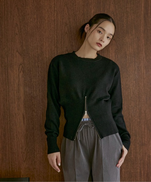 feepur（フェピュール）の「【ハンドウォッシャブル】裾ハーフジップクルーニット（ニット/セーター・レディース・ブラウン/ブラック/オフホワイト/グレー・MEDIUM）」の12枚目の写真