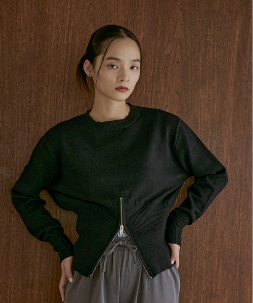 feepur（フェピュール）の「【ハンドウォッシャブル】裾ハーフジップクルーニット（ニット/セーター・レディース・ブラウン/ブラック/オフホワイト/グレー・MEDIUM）」の13枚目の写真