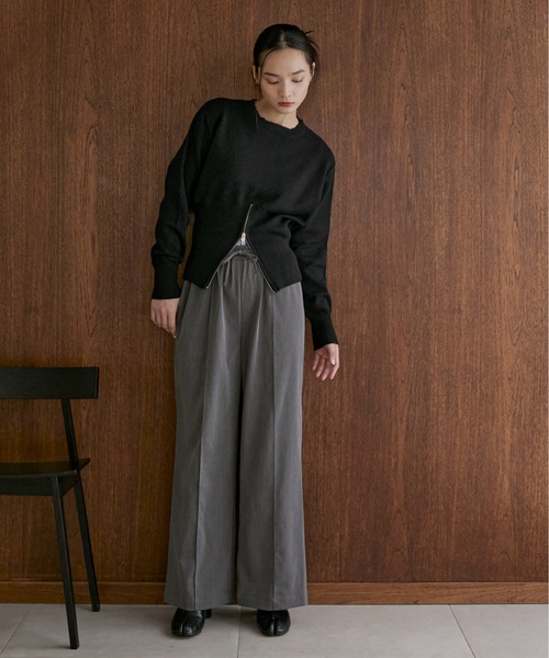 feepur（フェピュール）の「【ハンドウォッシャブル】裾ハーフジップクルーニット（ニット/セーター・レディース・ブラウン/ブラック/オフホワイト/グレー・MEDIUM）」の18枚目の写真