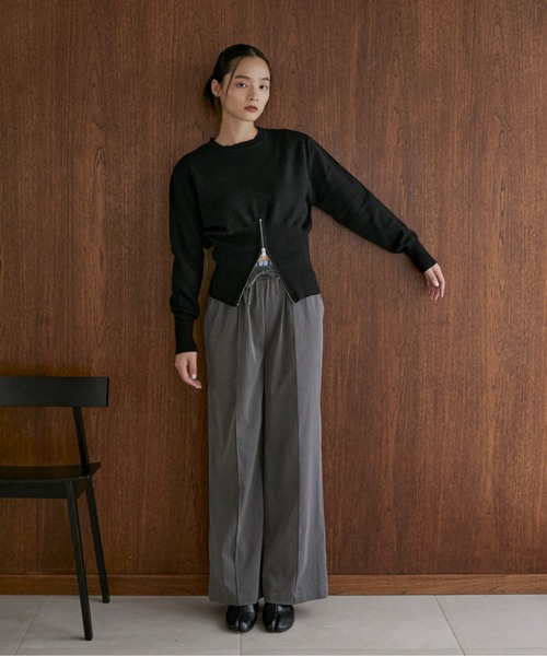 feepur（フェピュール）の「【ハンドウォッシャブル】裾ハーフジップクルーニット（ニット/セーター・レディース・ブラウン/ブラック/オフホワイト/グレー・MEDIUM）」の20枚目の写真