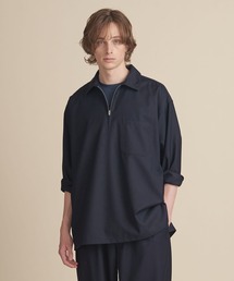 UNITED ARROWS - 美品　ユナイテッドアローズ　トリアセテート混　バンドカラー長袖ブラウス　ネイビー UNITED ARROWS（ユナイテッドアローズ）の「○UBCB