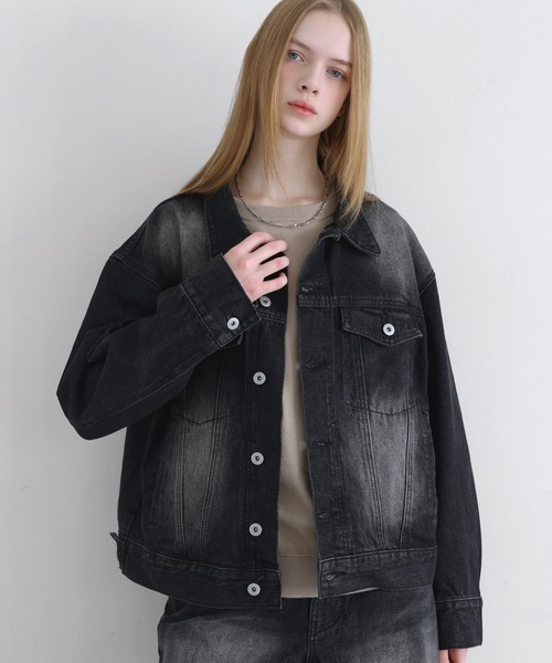 13oz】ワイドシルエットヴィンテージライクデニムジャケット（デニム