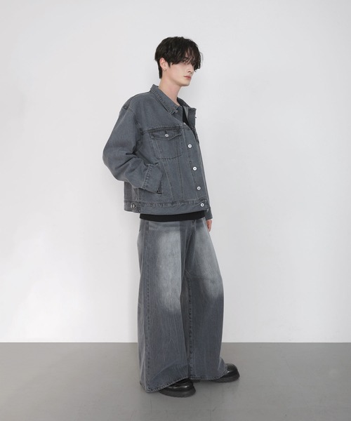 LILL（リル）の「【13oz】ワイドシルエットヴィンテージライクデニムジャケット（デニムジャケット・メンズ・ブラック/ブルー/ブラック系/グレイッシュブルー・L/M/S/XL）」の6枚目の写真