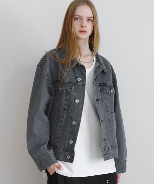 LILL（リル）の「【13oz】ワイドシルエットヴィンテージライクデニムジャケット（デニムジャケット・メンズ・ブラック/ブルー/ブラック系/グレイッシュブルー・L/M/S/XL）」の8枚目の写真