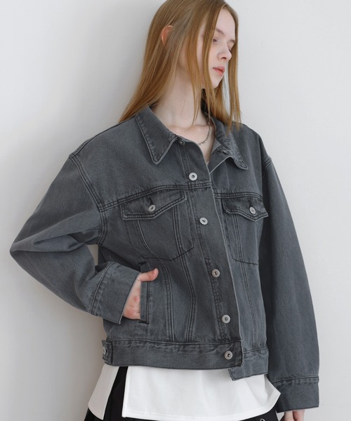 LILL（リル）の「【13oz】ワイドシルエットヴィンテージライクデニムジャケット（デニムジャケット・メンズ・ブラック/ブルー/ブラック系/グレイッシュブルー・L/M/S/XL）」の10枚目の写真