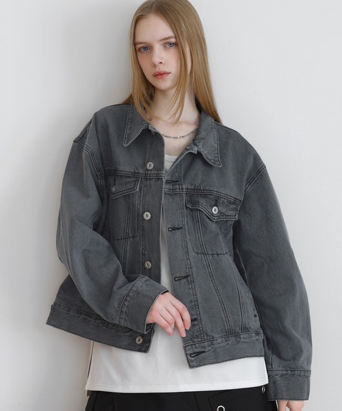 LILL（リル）の「【13oz】ワイドシルエットヴィンテージライクデニムジャケット（デニムジャケット・メンズ・ブラック/ブルー/ブラック系/グレイッシュブルー・L/M/S/XL）」の11枚目の写真