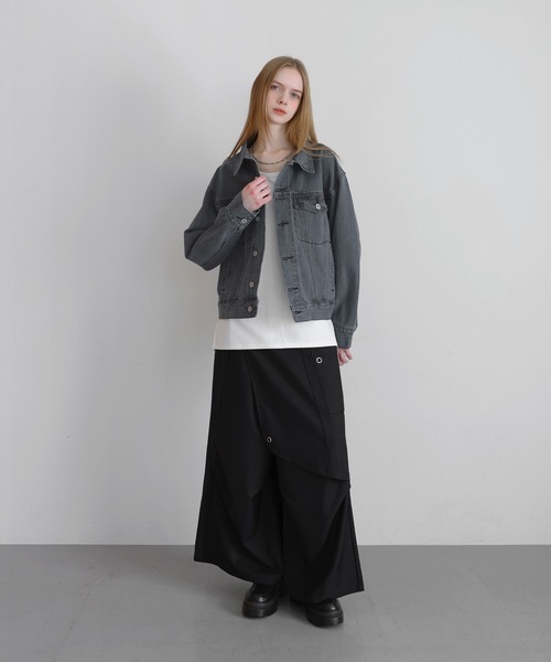 LILL（リル）の「【13oz】ワイドシルエットヴィンテージライクデニムジャケット（デニムジャケット・メンズ・ブラック/ブルー/ブラック系/グレイッシュブルー・L/M/S/XL）」の13枚目の写真