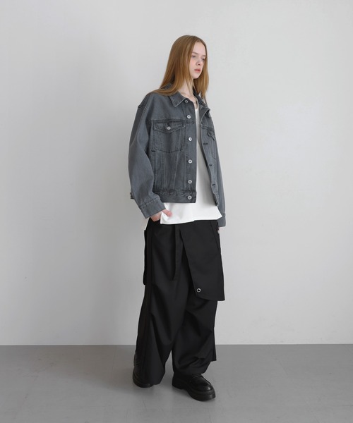 LILL（リル）の「【13oz】ワイドシルエットヴィンテージライクデニムジャケット（デニムジャケット・メンズ・ブラック/ブルー/ブラック系/グレイッシュブルー・L/M/S/XL）」の15枚目の写真