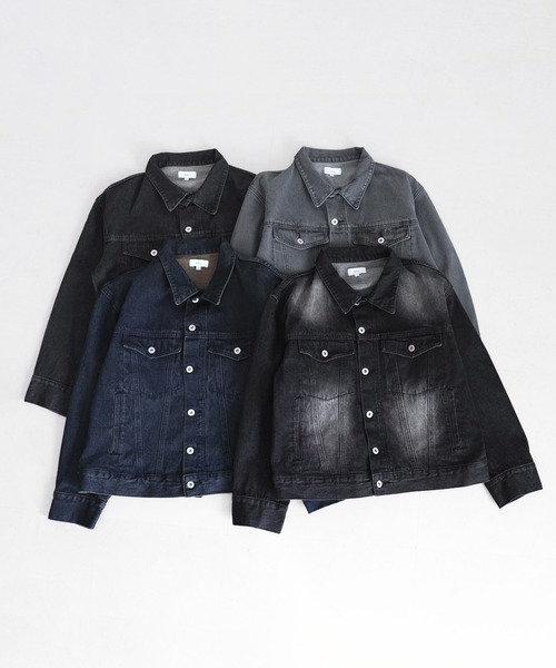 LILL（リル）の「【13oz】ワイドシルエットヴィンテージライクデニムジャケット（デニムジャケット・メンズ・ブラック/ブルー/ブラック系/グレイッシュブルー・L/M/S/XL）」の18枚目の写真