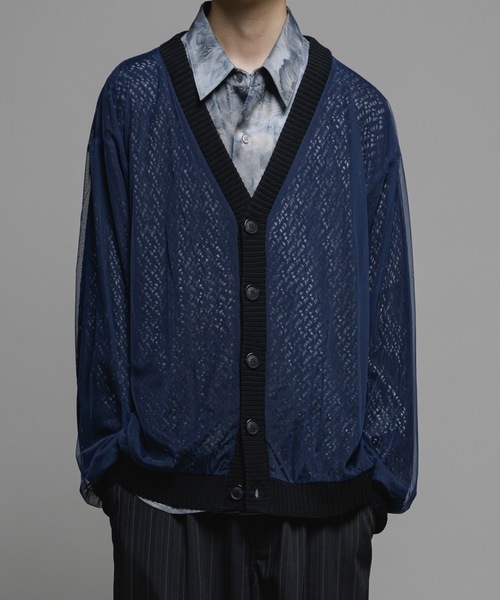 日本最大の Tulle layered cardigan/チュールレイヤードレース lace トップス