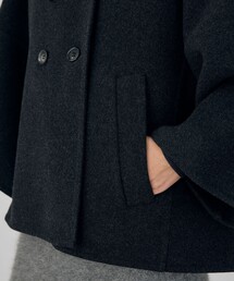 DES PRES ウールモッサ ステンカラーミディコート黒 DES PRES（デ・プレ）の「ウールモッサ ステンカラーミディ