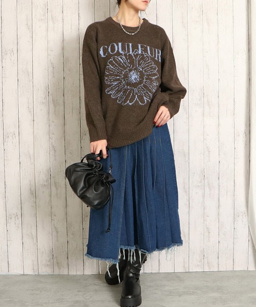 セール】【unisex】フラワーモチーフ ハーフジップ / Half zip