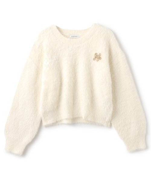 LOVETOXIC（ラブトキシック）の「ブローチつきシャギーニット（ニット/セーター・キッズ・サックスブルー/ピンク/オフホワイト・L/M/S）」の10枚目の写真