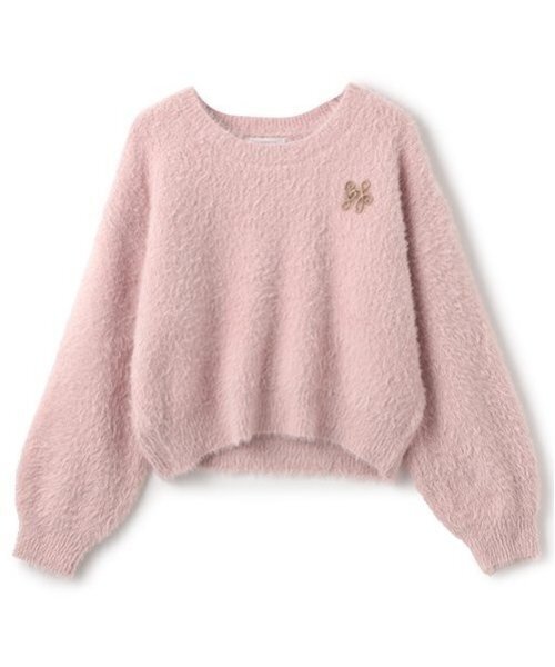 LOVETOXIC（ラブトキシック）の「ブローチつきシャギーニット（ニット/セーター・キッズ・サックスブルー/ピンク/オフホワイト・L/M/S）」の11枚目の写真