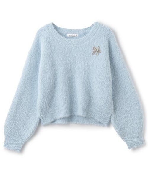 LOVETOXIC（ラブトキシック）の「ブローチつきシャギーニット（ニット/セーター・キッズ・サックスブルー/ピンク/オフホワイト・L/M/S）」の12枚目の写真