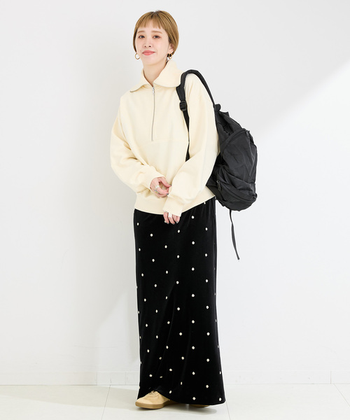 B.C STOCK（ベーセーストック）の「裏毛 ハーフZIP プルオーバー（スウェット・レディース・ブラック/ブラウン/アイボリー・FREE）」の10枚目の写真