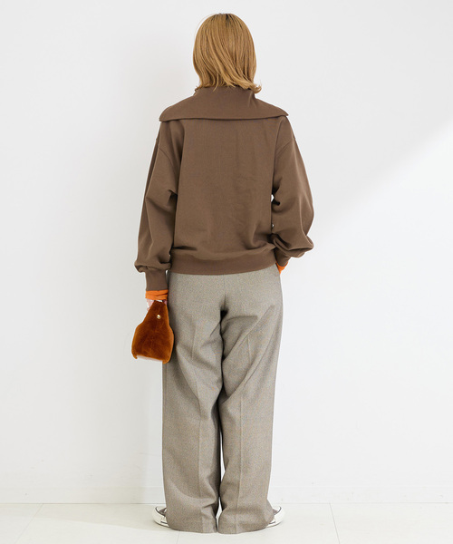 B.C STOCK（ベーセーストック）の「裏毛 ハーフZIP プルオーバー（スウェット・レディース・ブラック/ブラウン/アイボリー・FREE）」の19枚目の写真