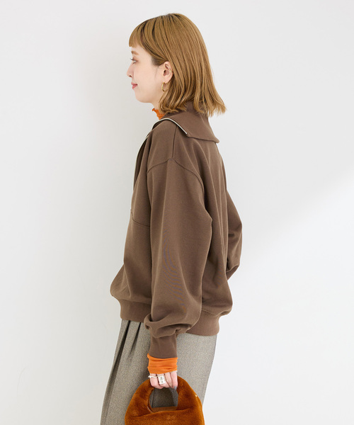 B.C STOCK（ベーセーストック）の「裏毛 ハーフZIP プルオーバー（スウェット・レディース・ブラック/ブラウン/アイボリー・FREE）」の22枚目の写真