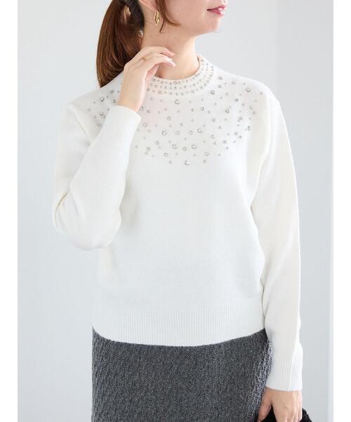 Te chichi（テチチ）の「スパークルビジューニットプルオーバー（ニット/セーター・レディース・ブラック/オフホワイト・F）」の12枚目の写真