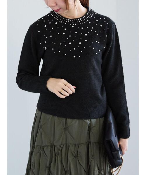 Te chichi（テチチ）の「スパークルビジューニットプルオーバー（ニット/セーター・レディース・ブラック/オフホワイト・F）」の15枚目の写真