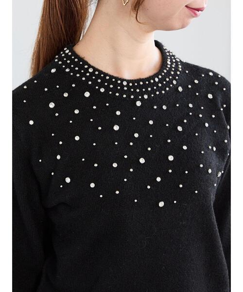 Te chichi（テチチ）の「スパークルビジューニットプルオーバー（ニット/セーター・レディース・ブラック/オフホワイト・F）」の18枚目の写真