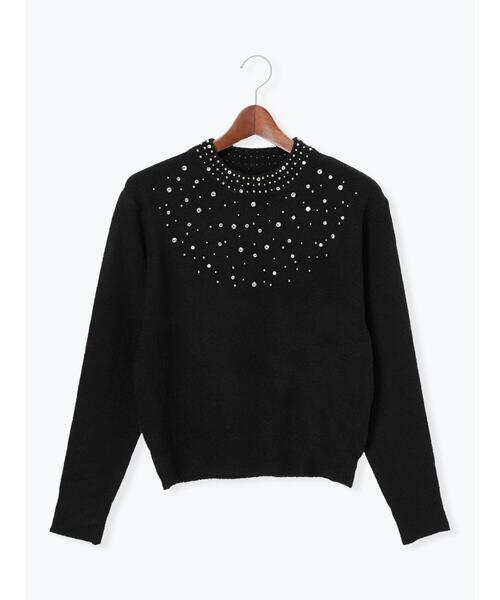 Te chichi（テチチ）の「スパークルビジューニットプルオーバー（ニット/セーター・レディース・ブラック/オフホワイト・F）」の3枚目の写真