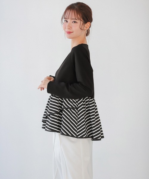 yori ボーダーヘムフリルカットソー 完売品⭐︎yori ボーダーヘムフリルカットソー