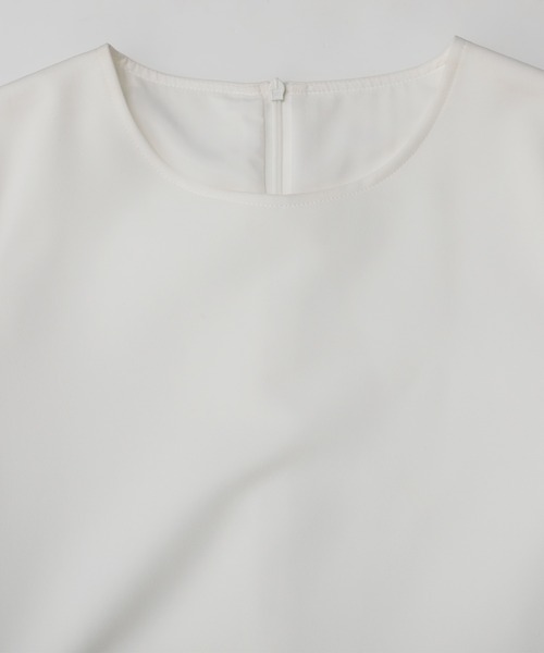 アシンメトリーフリルペプラムボーダーカットソー（Tシャツ