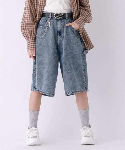 repipi armario(レピピ アルマリオ)の「ペインターハーフパンツ(デニムパンツ・キッズ・ブラック/ブルー系その他/ブルー系その他2・LARGE/SMALL/MEDIUM)」の1枚目の写真