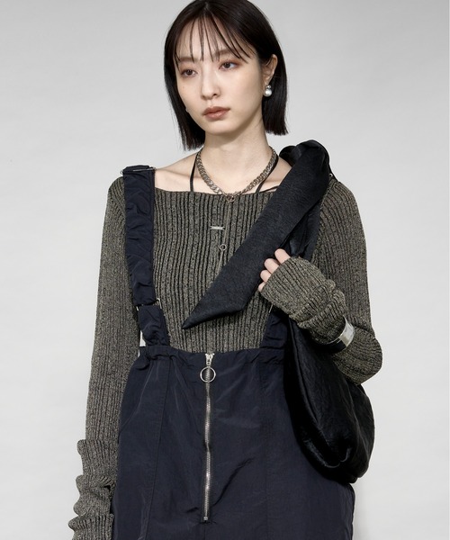 Ezick（エジック）の「lame glow シアーニット（ニット/セーター・レディース・ゴールド/ネイビー/アイボリー/グリーン・FREE）」の16枚目の写真