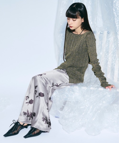 Ezick（エジック）の「lame glow シアーニット（ニット/セーター・レディース・ゴールド/ネイビー/アイボリー/グリーン・FREE）」の13枚目の写真