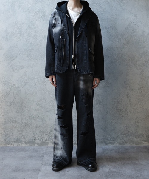 PHILTHEORY(フィルセオリー)の「Bleach & paint gimmick tailored jacket/ブリーチ&ペイントギミックテーラードジャケット(テーラードジャケット・メンズ・ブラック系/ブラック・3/2/1)」の22枚目の写真